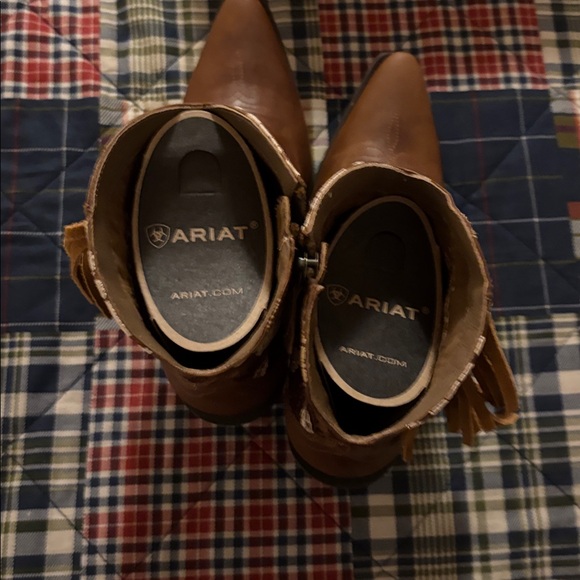 Ariat Tan Floral Fringe Heeled Boots - Picture 3 of 6